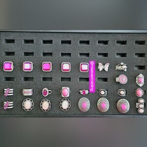 Elegant Pink and Silver 25 Pcs Ring Paparazzi Accessories Jewelry Set